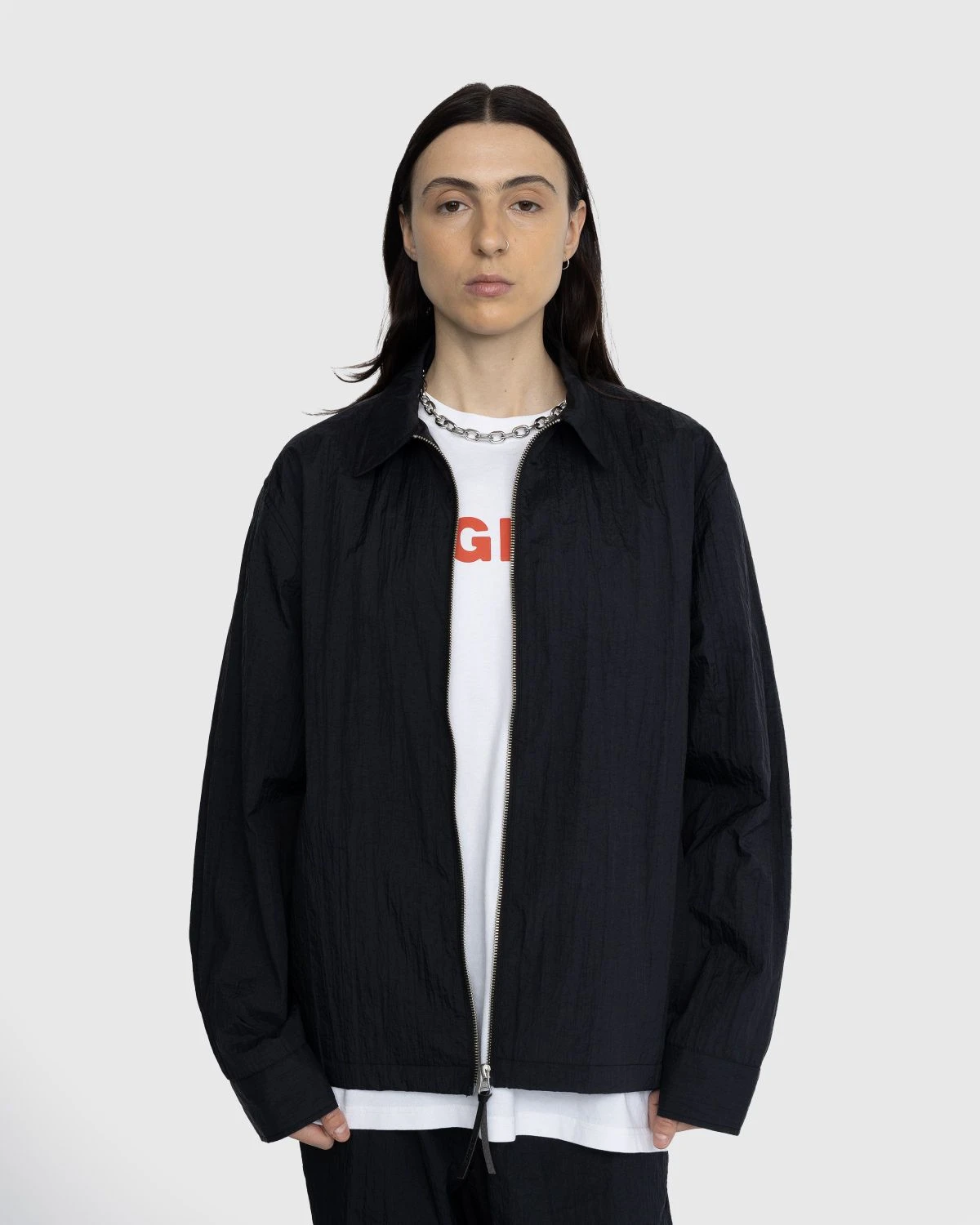 Highsnobiety – Texture Nylon Zipper Shirt Jacket Black - Image 2
