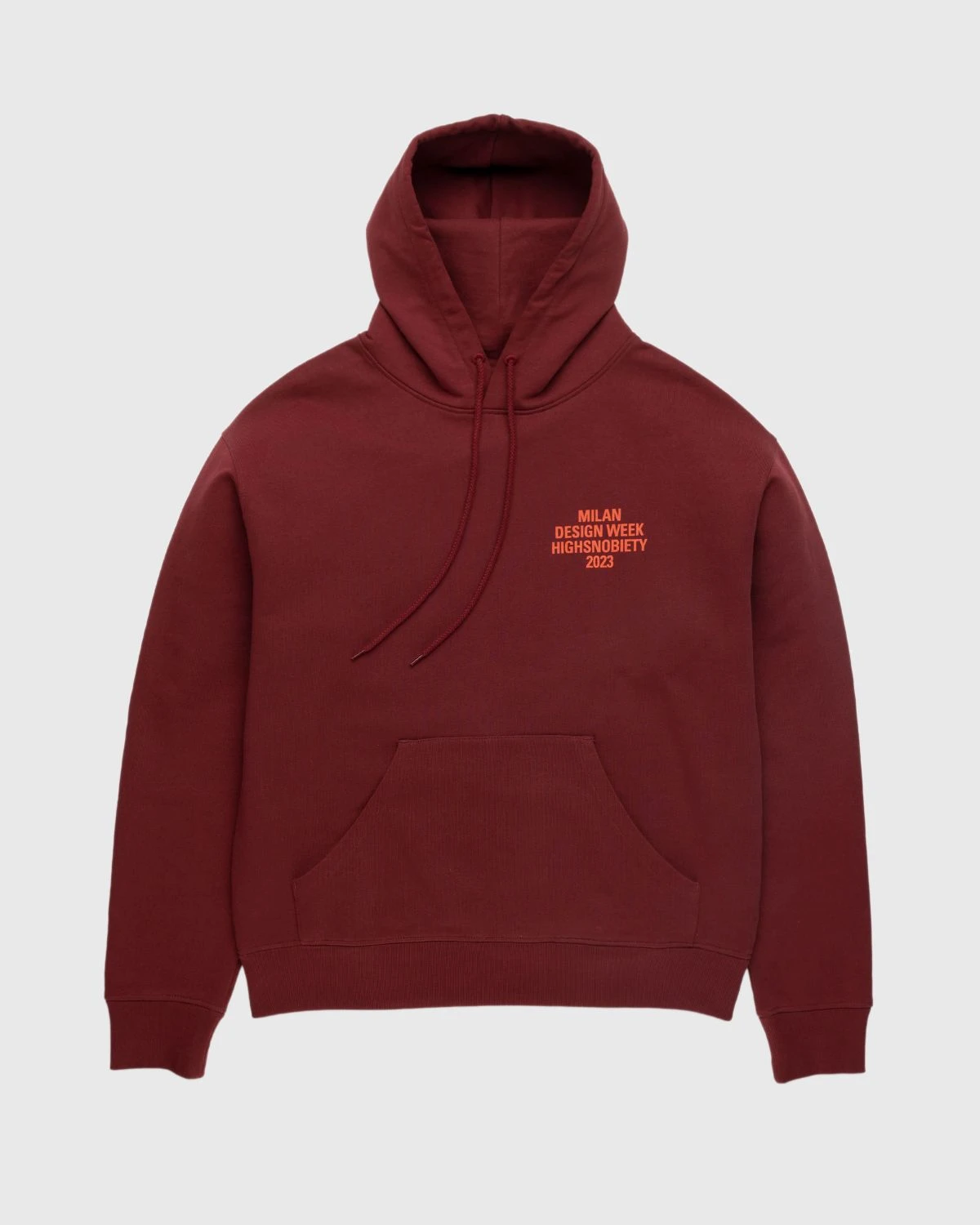 Highsnobiety β Milano Design Week Graphic Hoodie Burgundy - Image 2