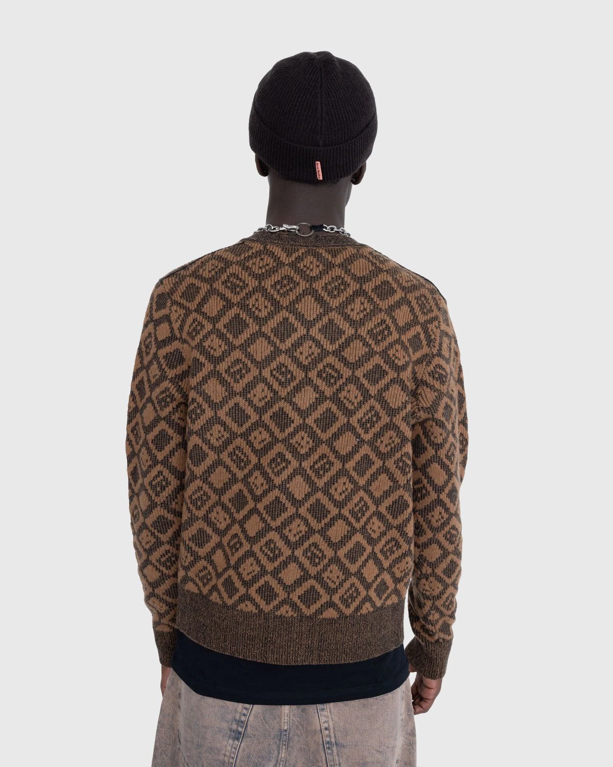 Acne Studios β Face Tiles Cardigan Toffee Brown - Image 3