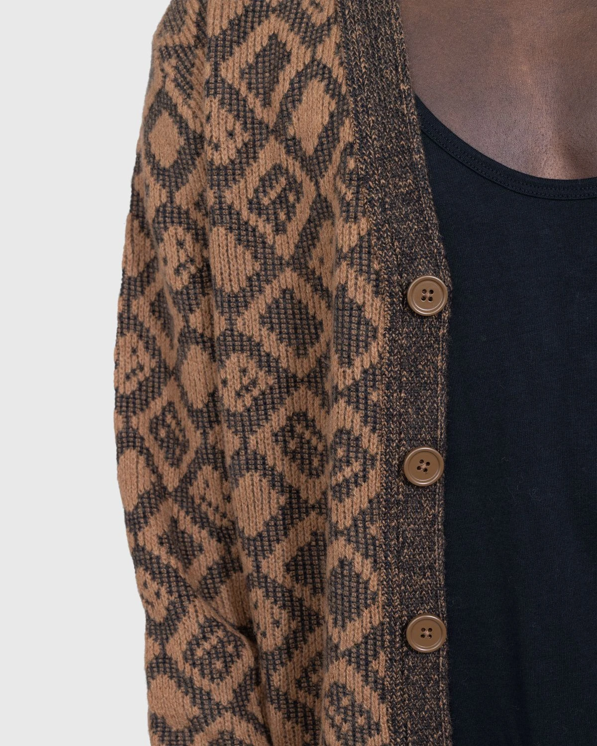 Acne Studios β Face Tiles Cardigan Toffee Brown - Image 4