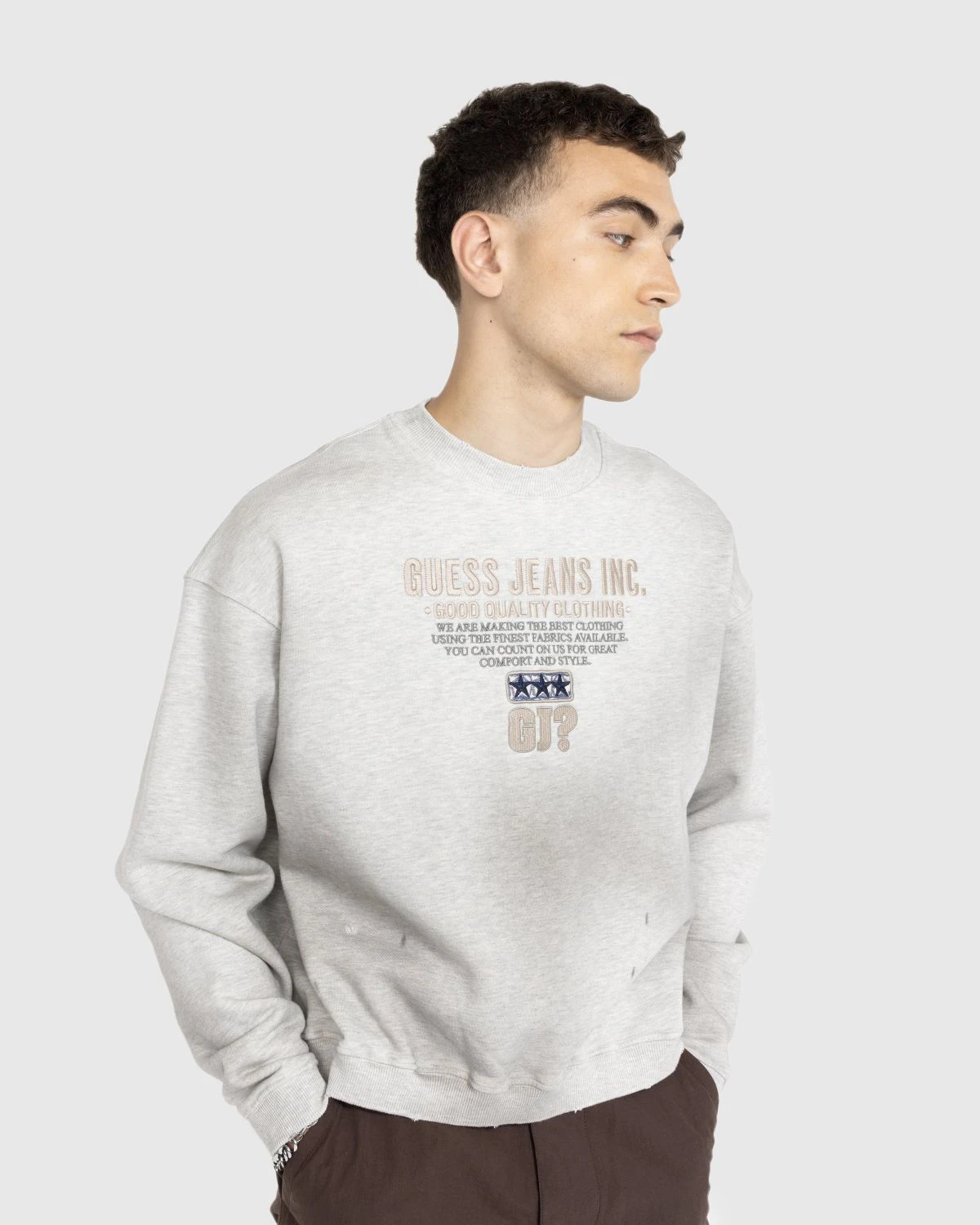 Guess USA β Script Logo Crewneck Sweatshirt Heather Grey - Image 2