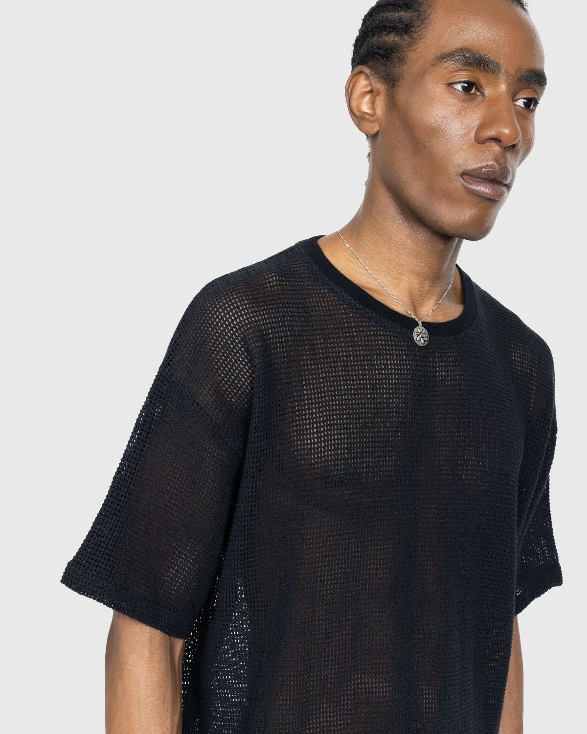 Highsnobiety – Cotton Mesh Knit T-Shirt Black - Image 5