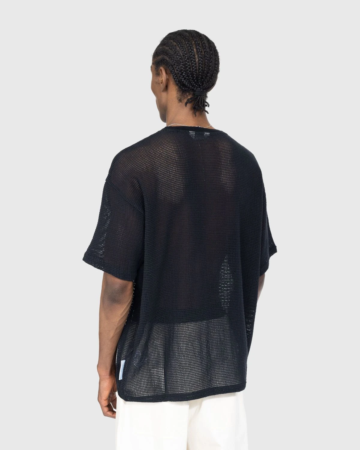 Highsnobiety – Cotton Mesh Knit T-Shirt Black - Image 4