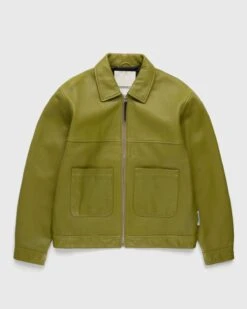 Highsnobiety – Leather Jacket Olive Green