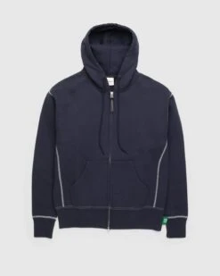 Highsnobiety – Contrast Stitch Zip Fleece Hoodie Navy