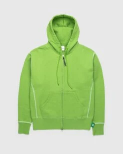 Highsnobiety – Contrast Stitch Zip Fleece Hoodie Green