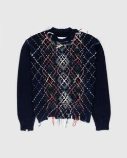 Maison Margiela – Distressed Wool Crewneck Sweater Multi