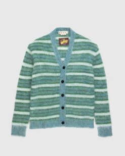 Marni – Striped Mohair Cardigan Blue
